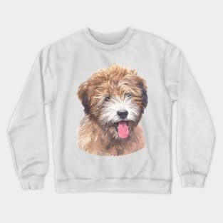 Tricolor Brindle Tibetan Terrier Watercolor Art Crewneck Sweatshirt